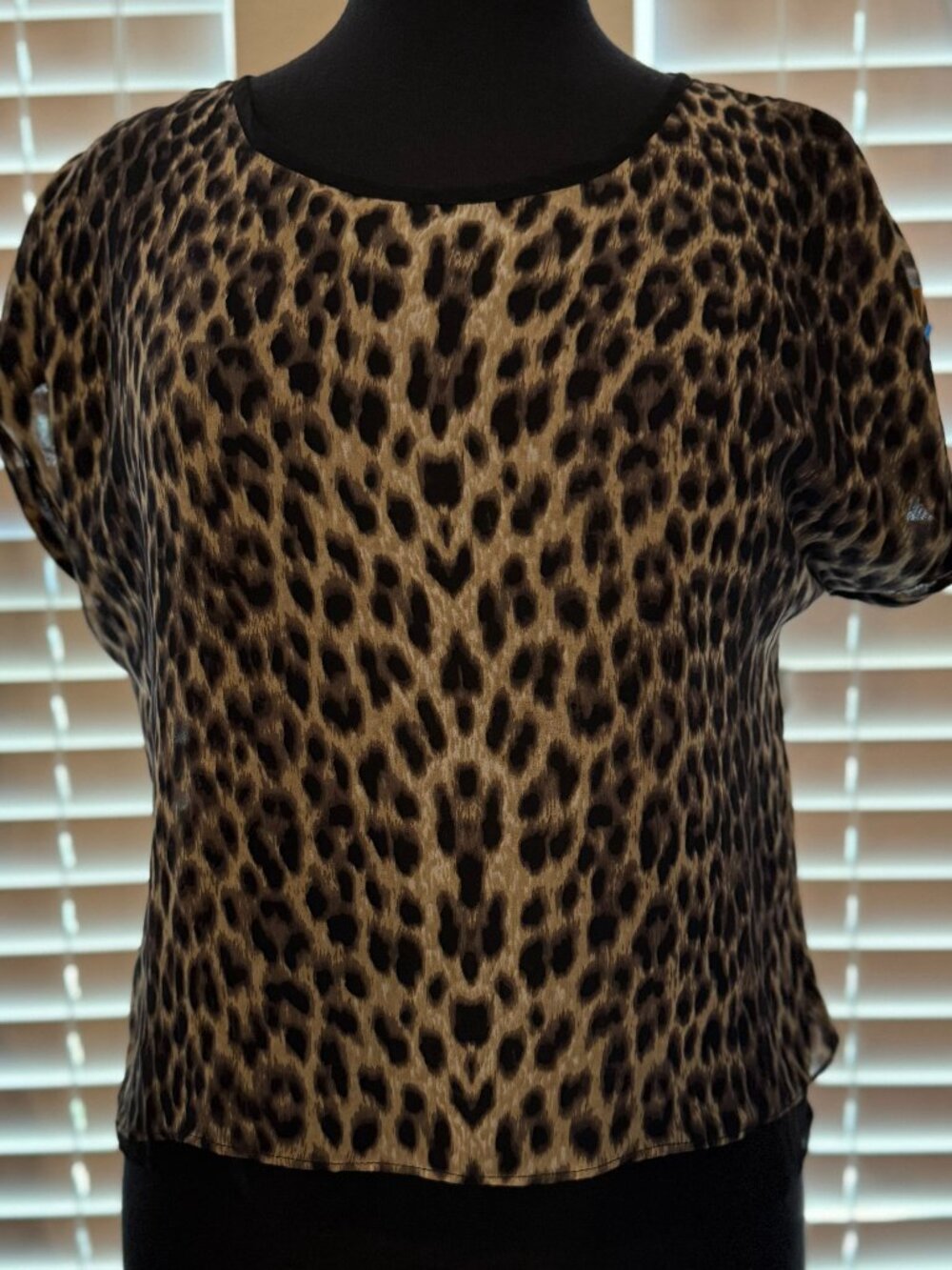 Topshop Petite Leopard Print Lined Blouse Sz 6 Animal Print